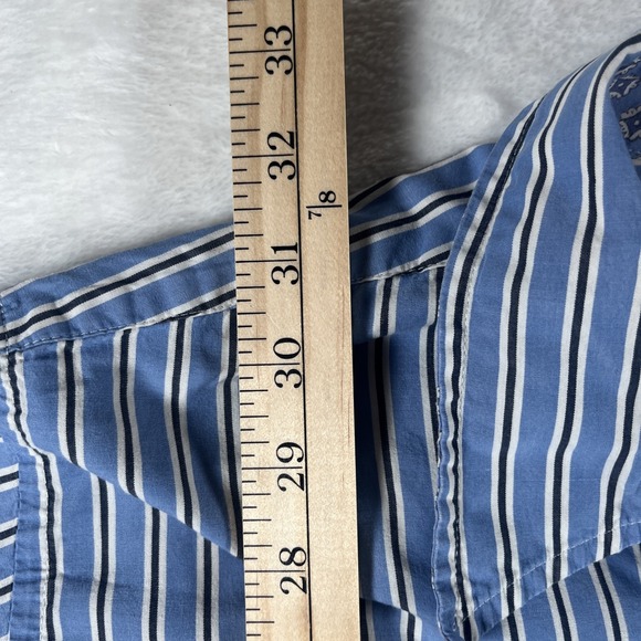 Lauren Ralph Lauren Mens L/XL Blue Button Down Shirt Striped Embroider Logo RARE - Picture 2 of 9